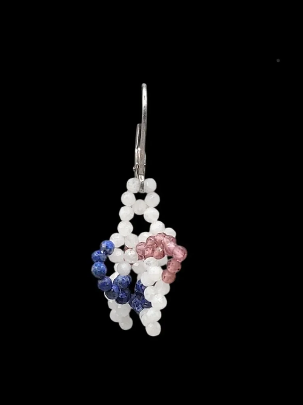 BBJ Sterling Silver Patriotic Red White Blue Beaded Rope Necklace Earrings Set